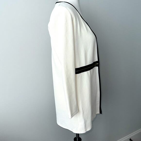 Adrienne White Open Front Lightweight Cardigan Zipper Blazer Women's Small - Picture 5 of 6